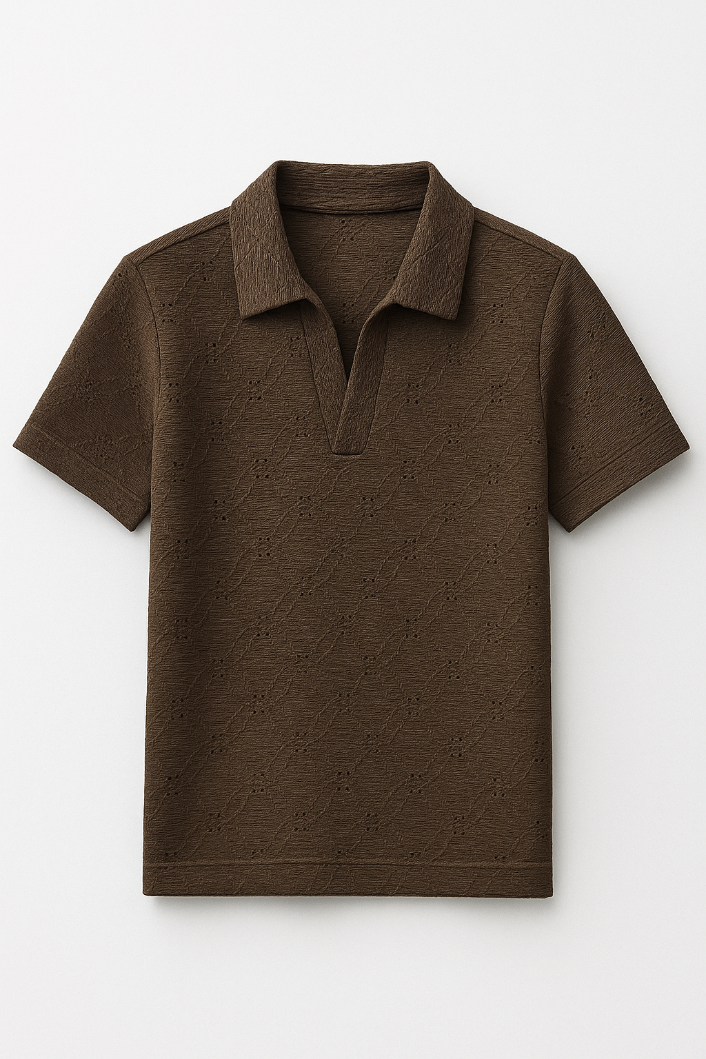 JOHNY COLLAR KNITTED DOTTED EMBOSED POLO BROWN (JP#2)