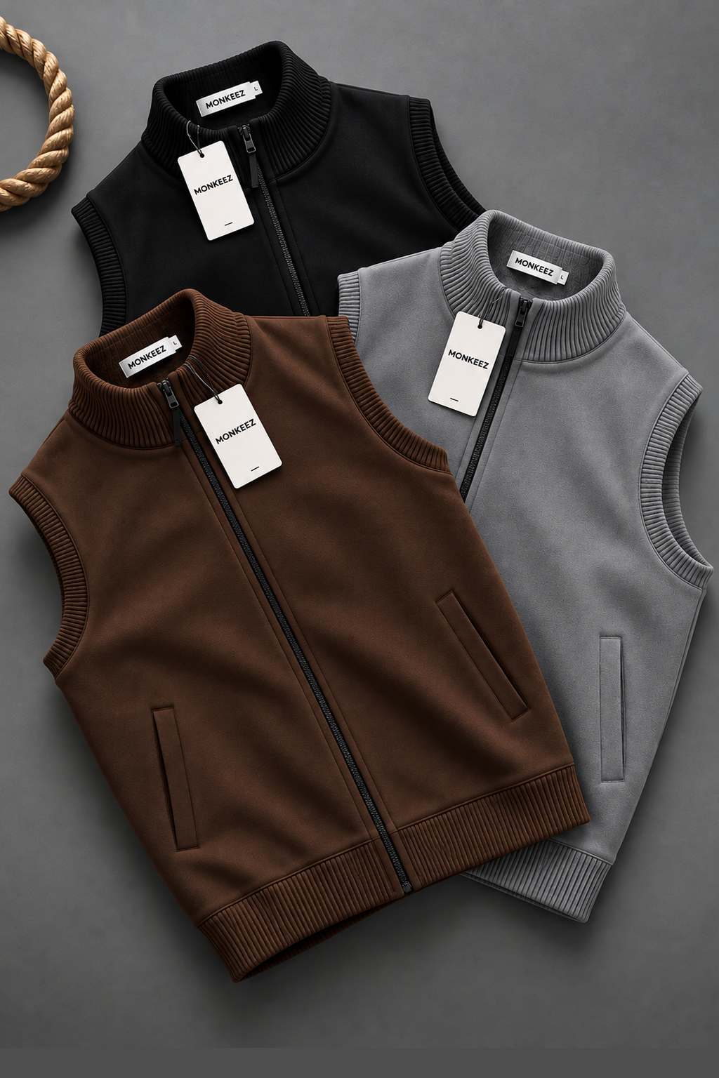 COMBO OF 3 | SLEEVELESS ZIPPER MOCKNECK JACKETS | UNISEX