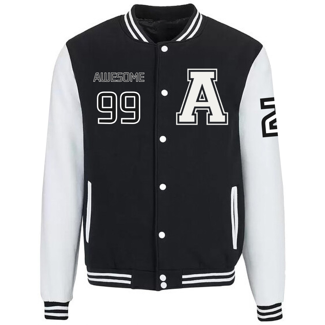 BLACK AWESOME 99 VARSITY JACKET
