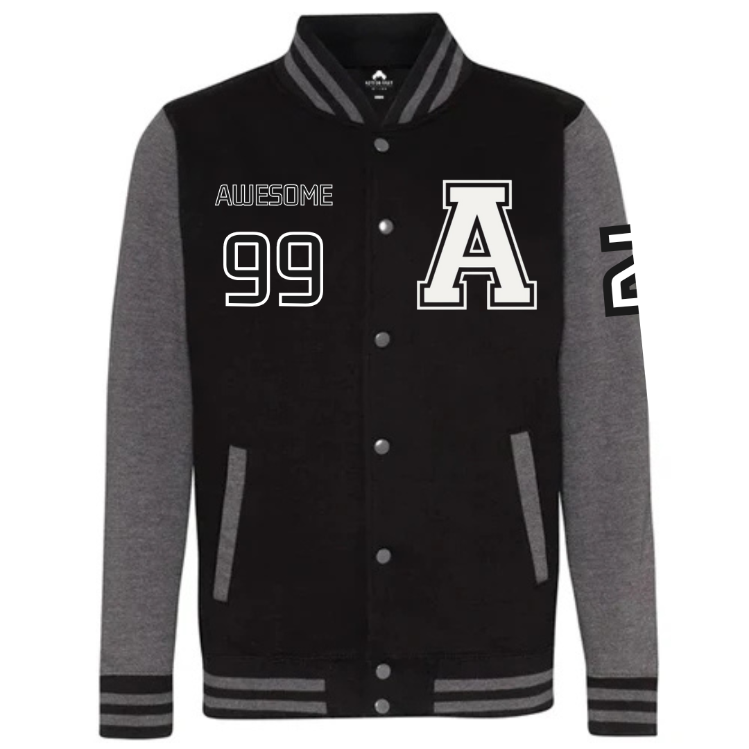 BLACK AWESOME 99 VARSITY JACKET