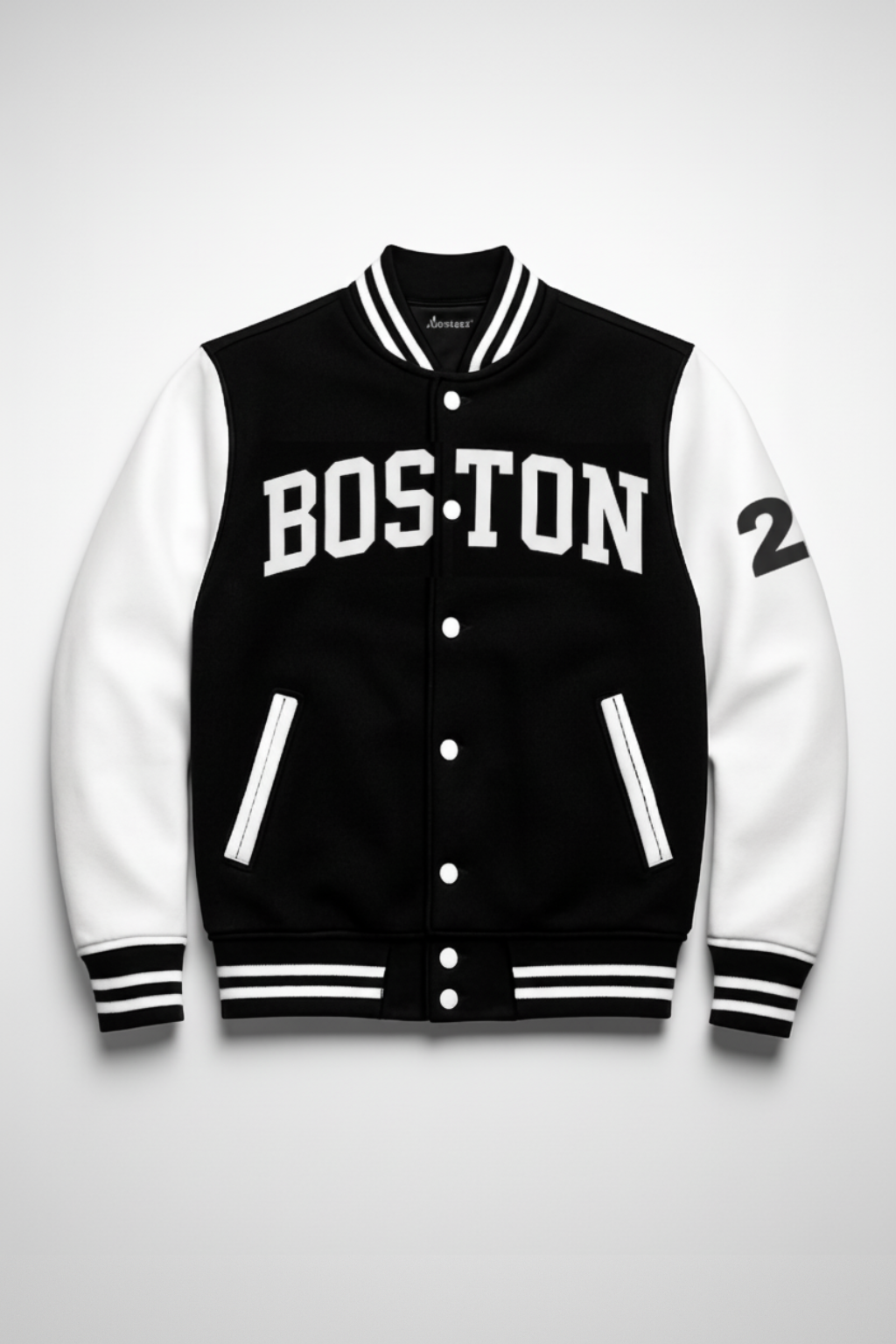 BLACK BOSTON VARSITY JACKET - UNISEX