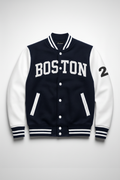 NAVY BLUE BOSTON VARSITY JACKET - UNISEX