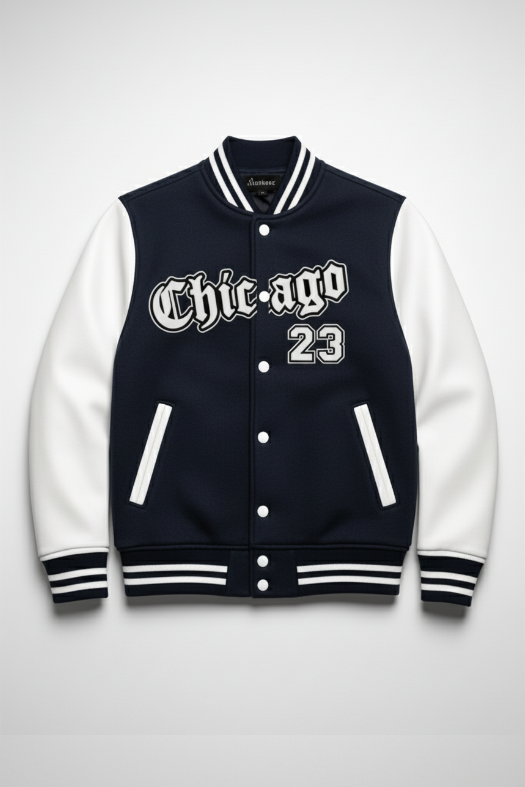 NAVY BLUE CHICAGO 23 VARSITY JACKET - UNISEX