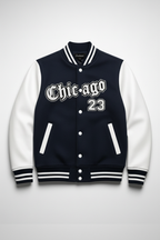 NAVY BLUE CHICAGO 23 VARSITY JACKET - UNISEX