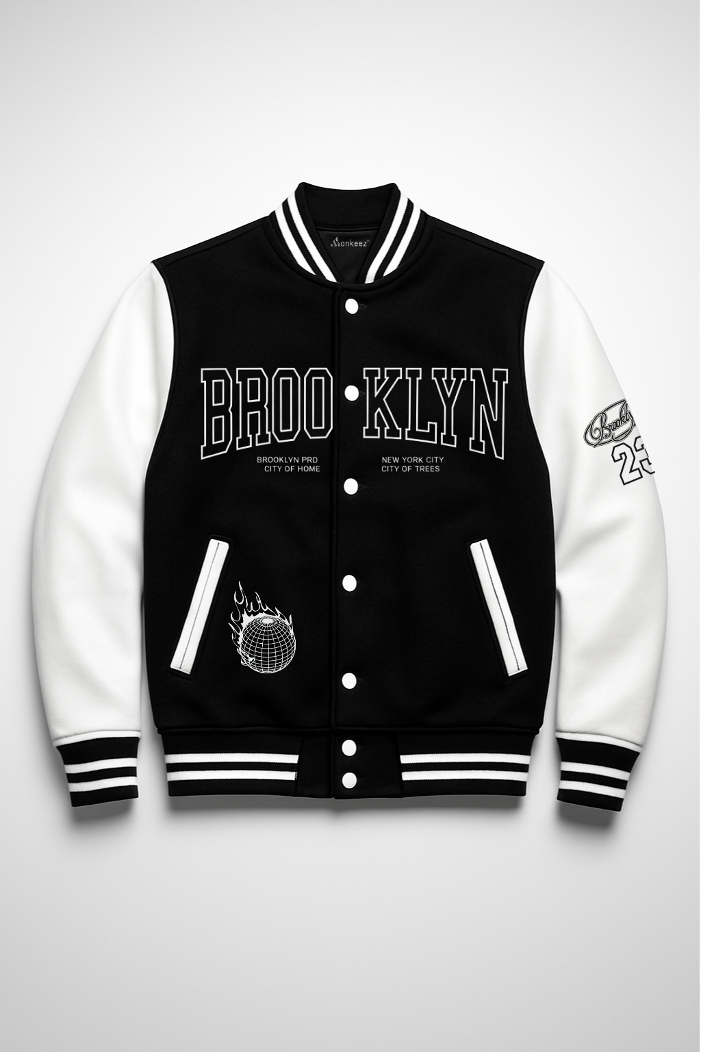 BLACK BROOKLYN VARSITY JACKET - UNISEX