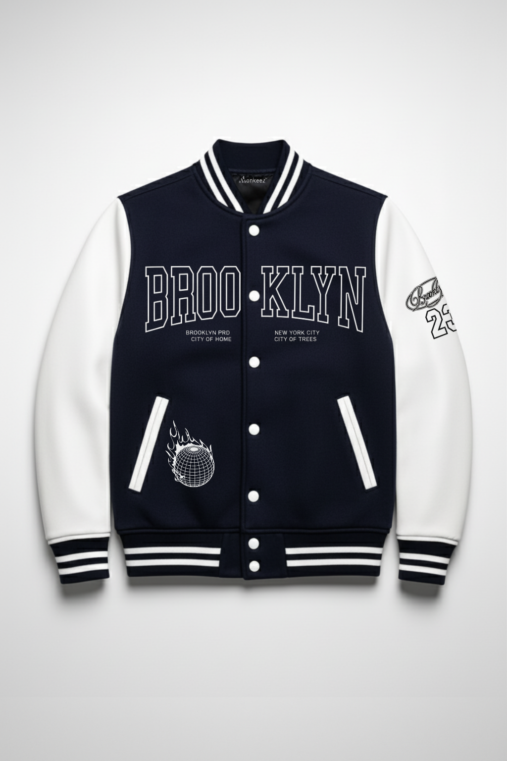 DARK BLUE BROOKLYN VARSITY JACKET - UNISEX