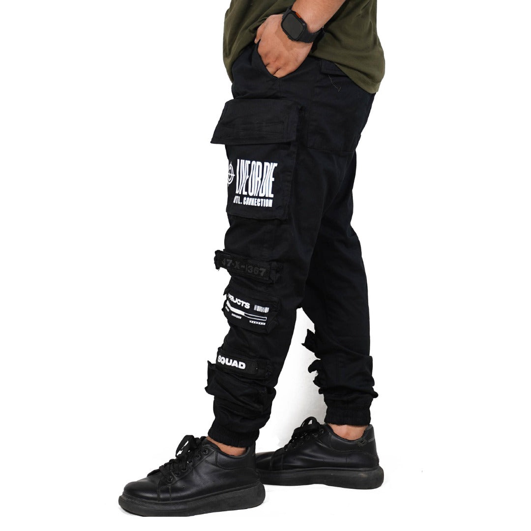 Black Squad Live Or Die Straight Cargo Trouser