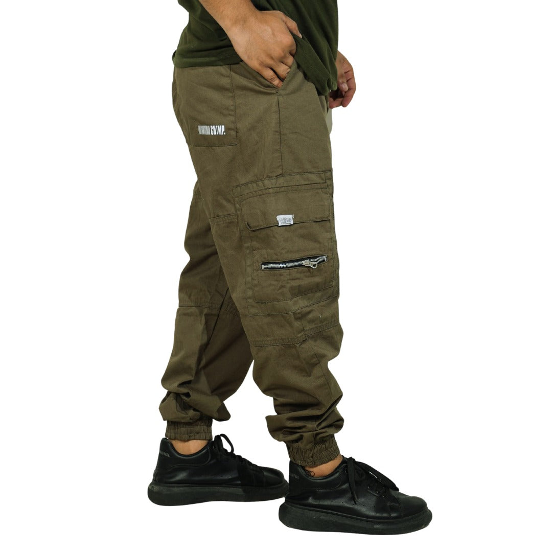 Oversized Black Squad Baggy Cargo Trouser - Olive Green