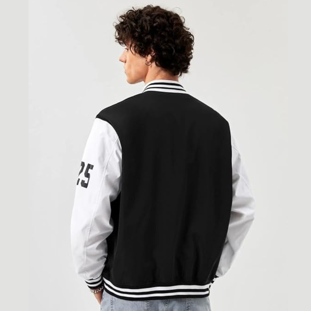 BLACK BOSTON VARSITY JACKET