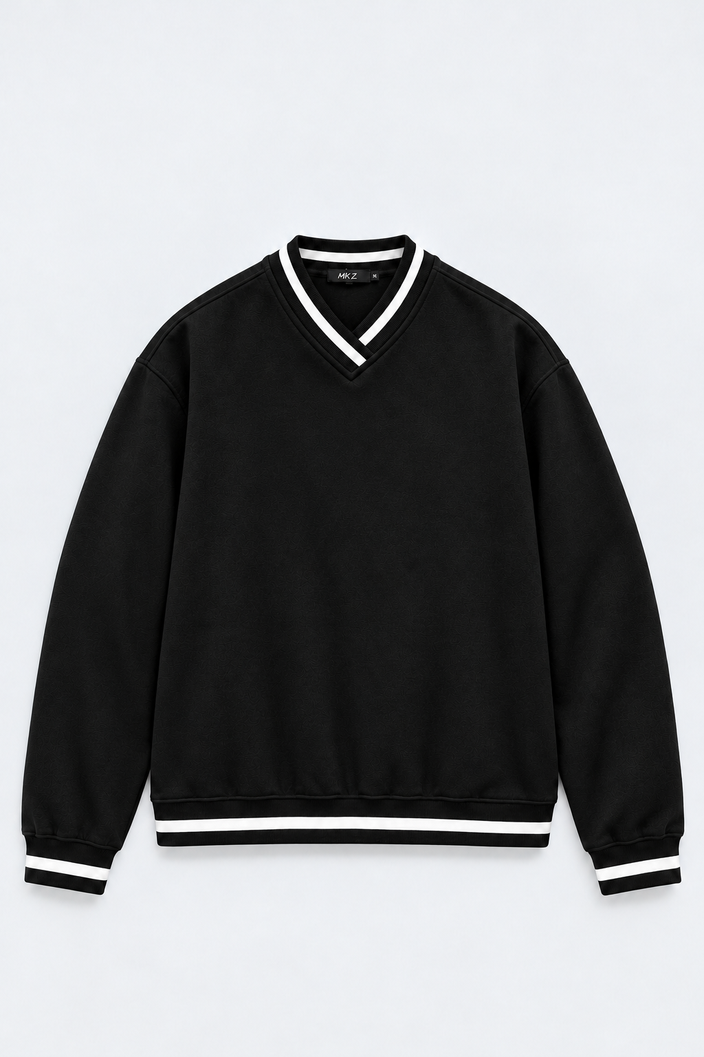 V-NECK VARSITY SWEATSHIRT | BLACK | UNISEX