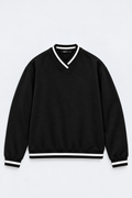 V-NECK VARSITY SWEATSHIRT | BLACK | UNISEX