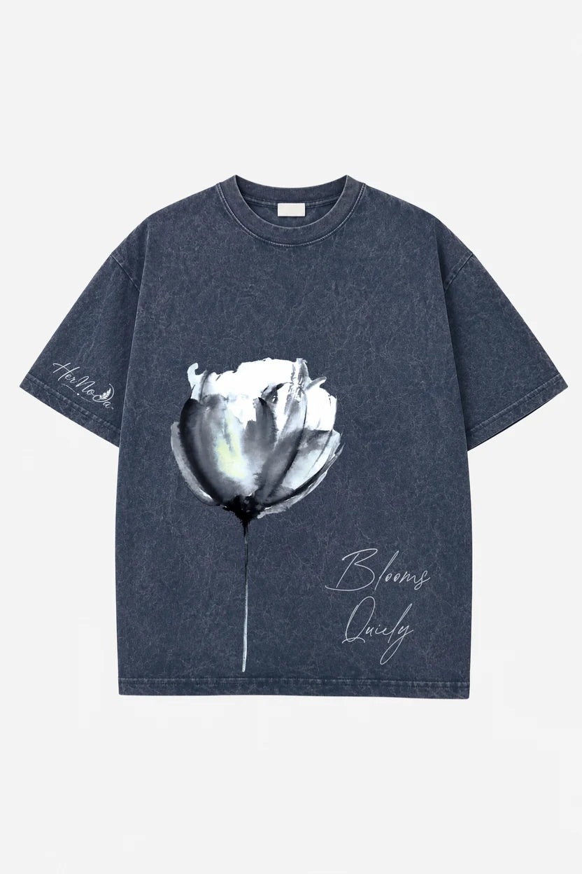 BLOOMS QUIETLY ACID WASH TEE  | HERMODA