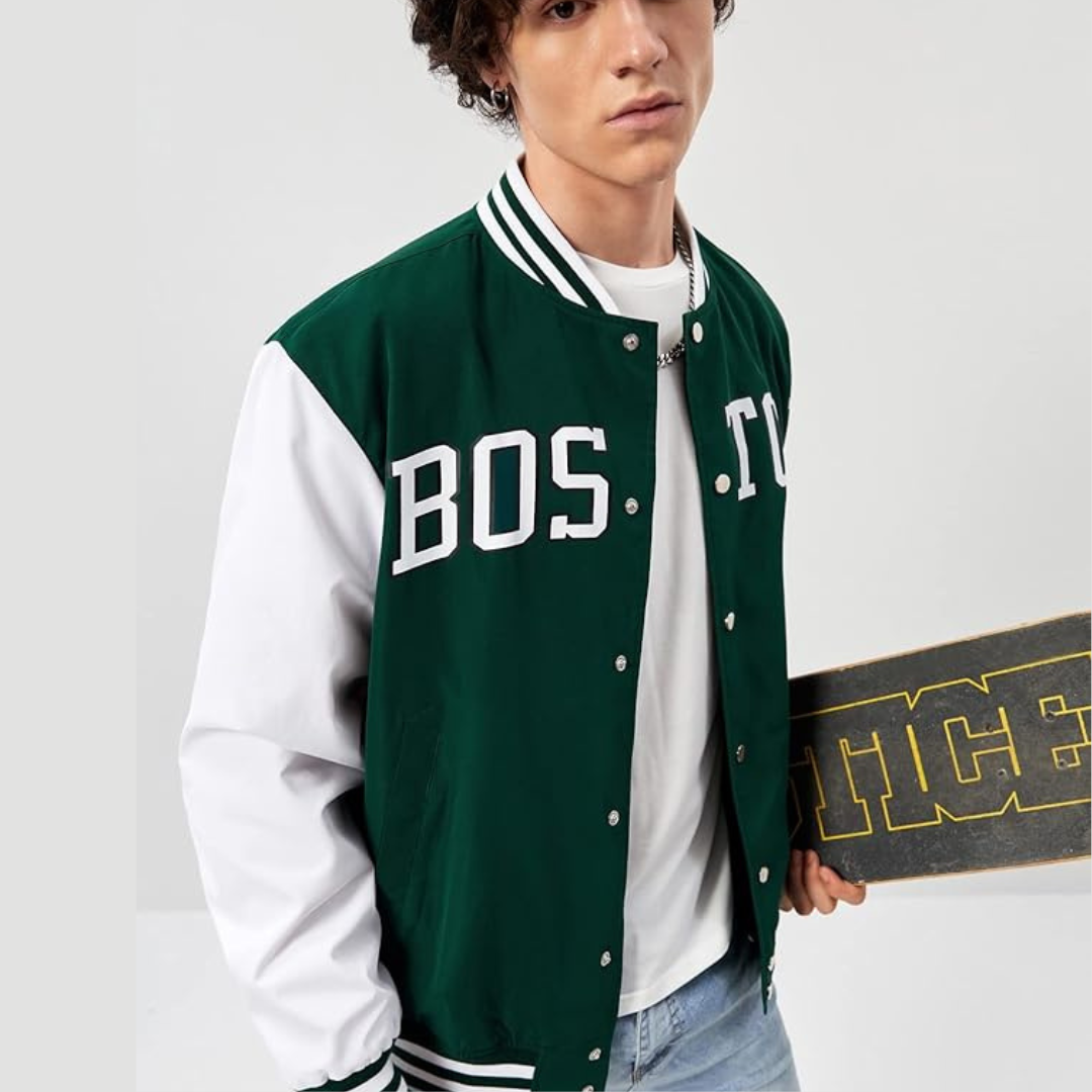 GREEN BOSTON VARSITY JACKET