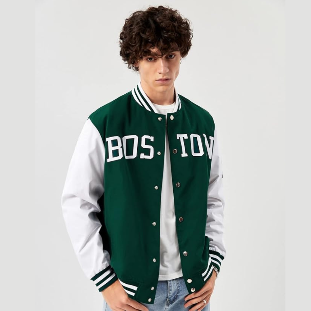GREEN BOSTON VARSITY JACKET