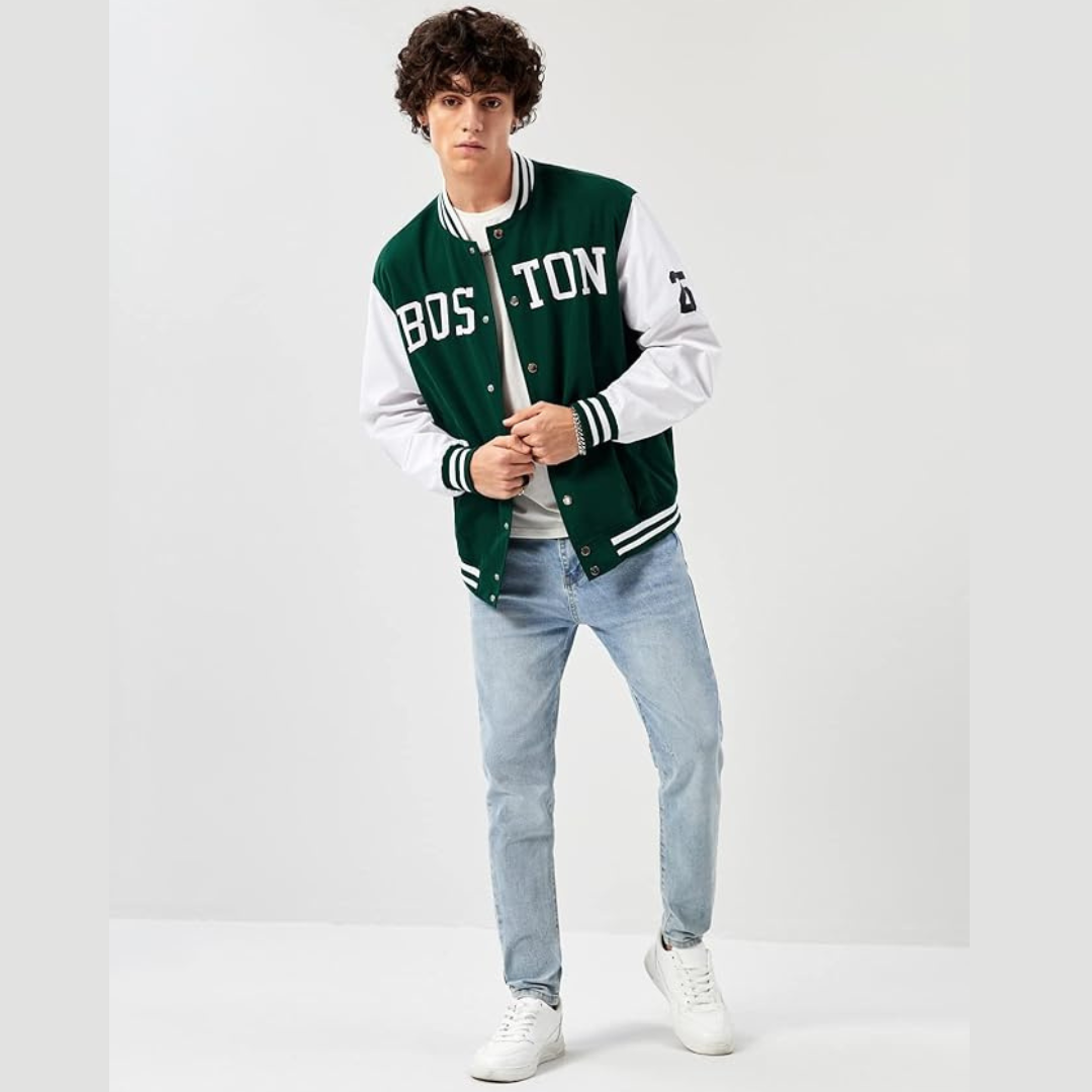 GREEN BOSTON VARSITY JACKET