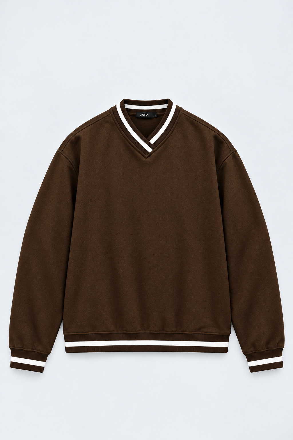 V-NECK VARSITY SWEATSHIRT | BROWN | UNISEX