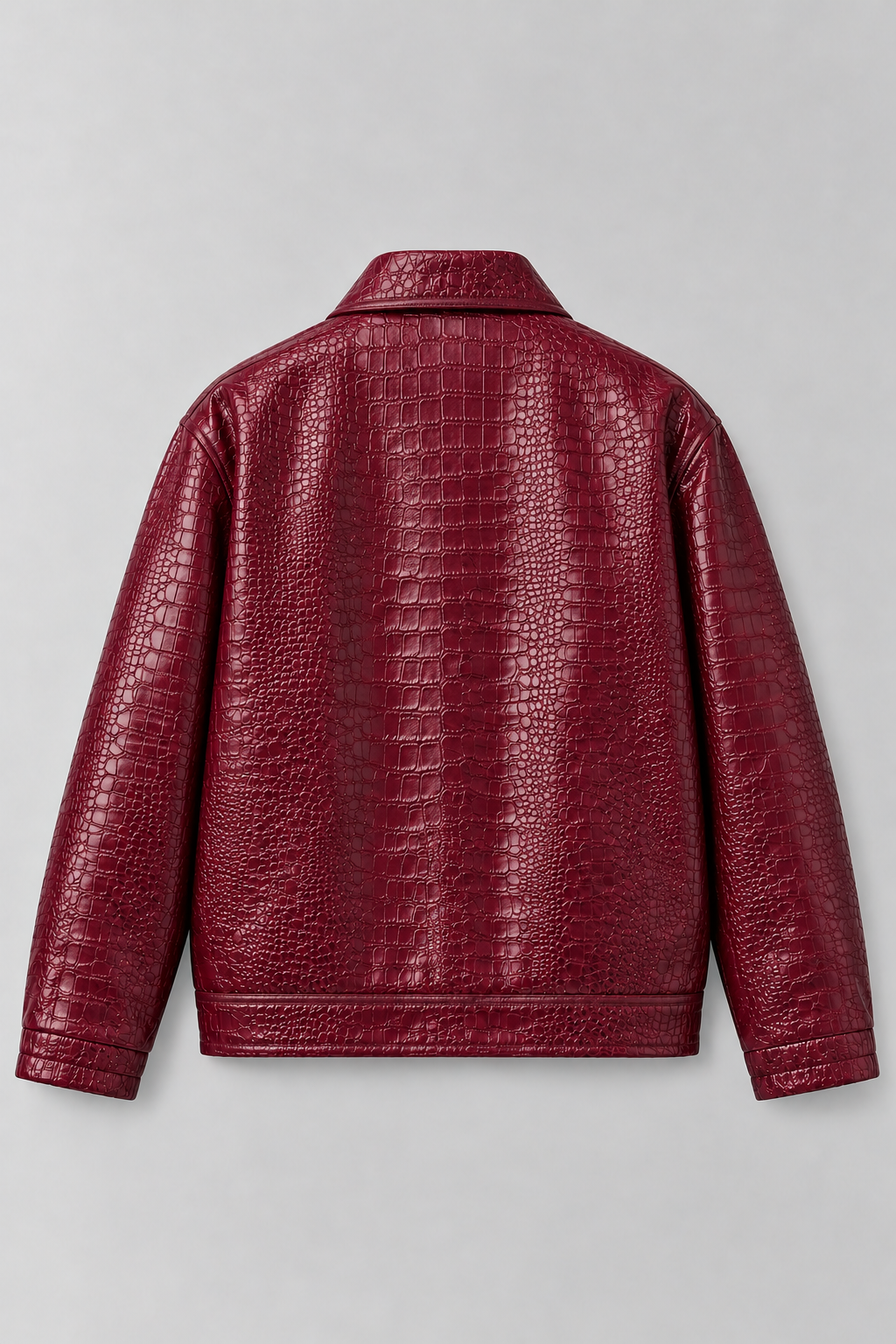 CROCODILE LUXE FAUX LEATHER JACKET | MAROON | UNISEX