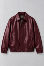 NOIR FAUX LEATHER BOMBER JACKET | BURGUNDY | UNISEX