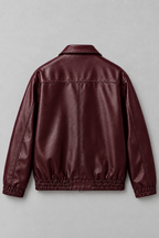 NOIR FAUX LEATHER BOMBER JACKET | BURGUNDY | UNISEX