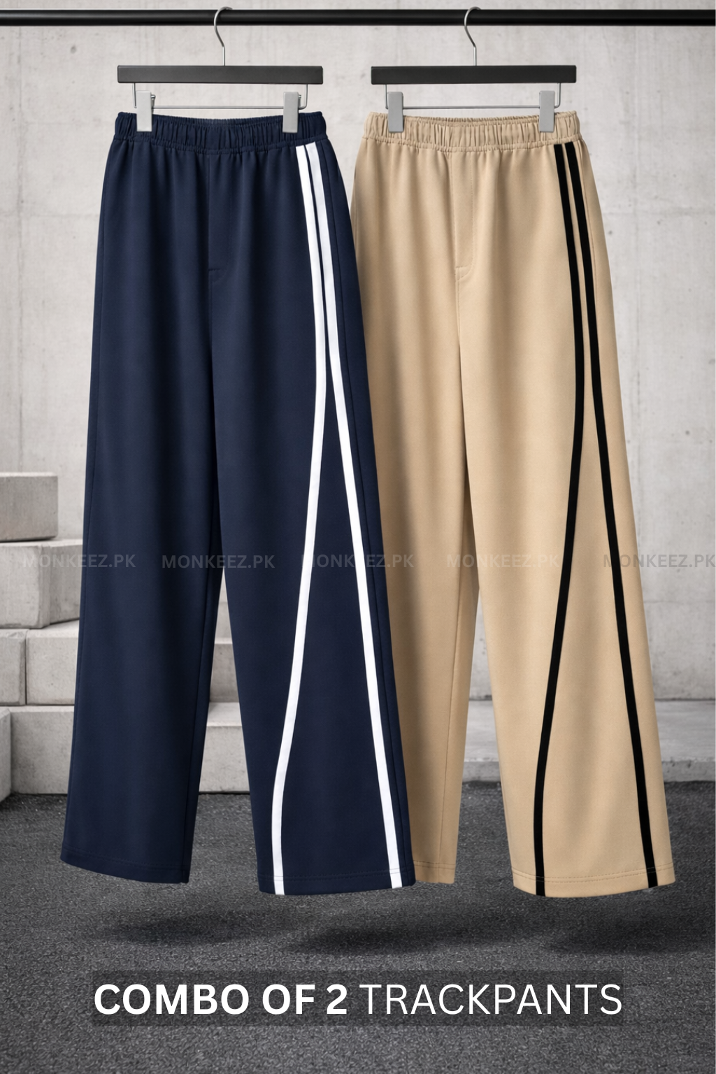 Combo Of 2 - Parallel Stripe Wide Track Pants - UNISEX