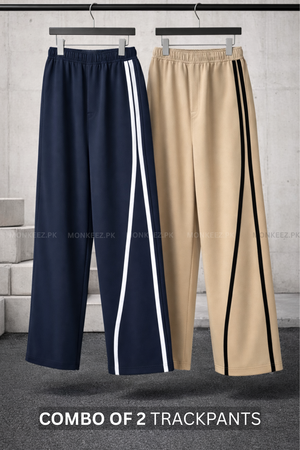 Combo Of 2 - Parallel Stripe Wide Track Pants - UNISEX
