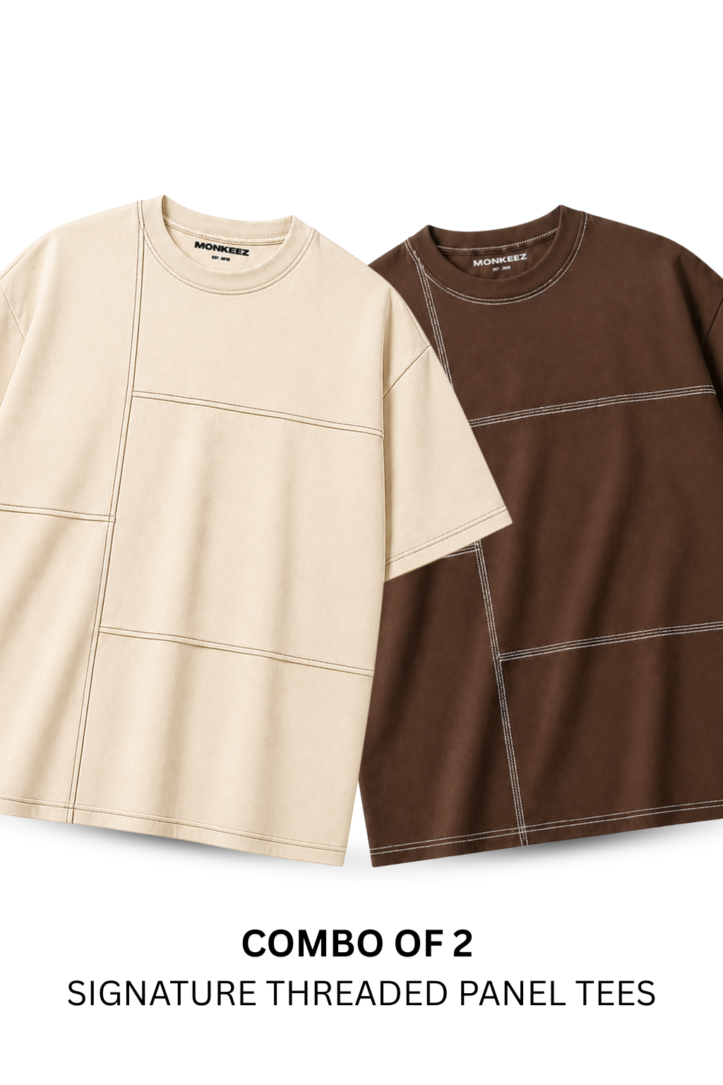Combo Of 2 Signature Threaded Panel Tees - Unisex