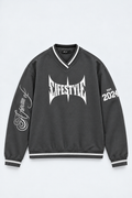 GOTHIC GRAPHIC | V-NECK VARSITY SWEATSHIRT | CHARCOAL | UNISEX