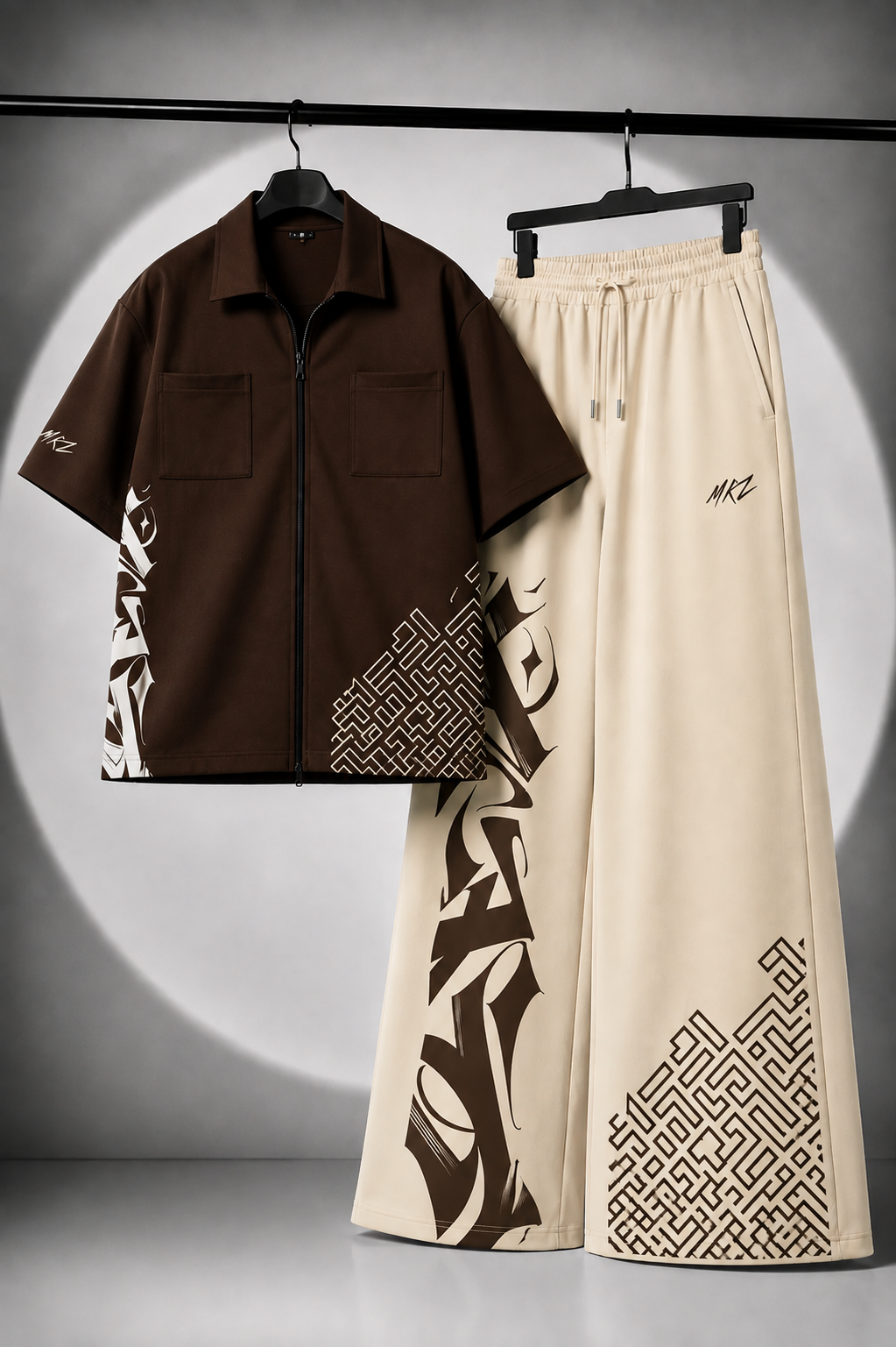CO-ORD SET | KOREAN BROWN CAPITAL CODE GRAPHIC | UNISEX