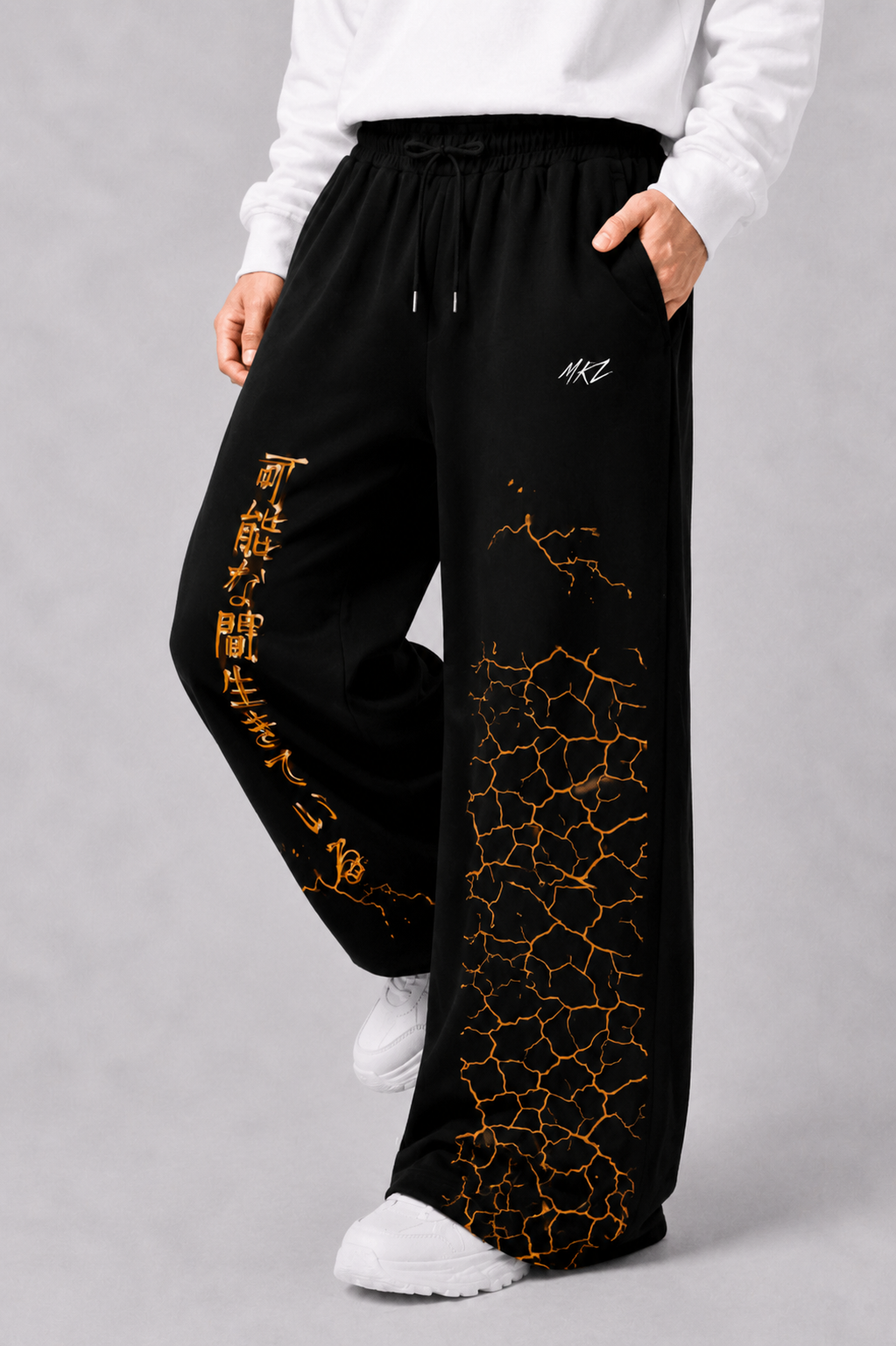 WIDE LEG TROUSER | LAVA VEIN - BLACK | UNISEX
