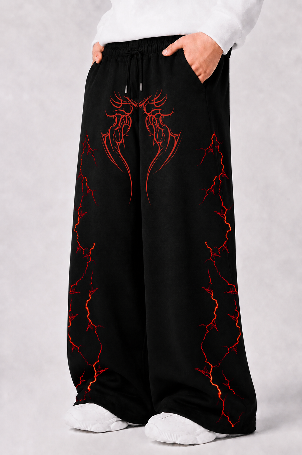 WIDE LEG TROUSER | RED CURSE - BLACK | UNISEX