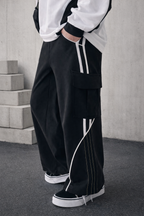Driftline Cargo Wide Track Pants - Black - UNISEX