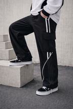 Driftline Cargo Wide Track Pants - Black - UNISEX