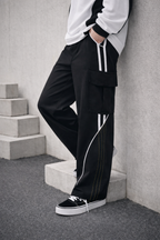 Driftline Cargo Wide Track Pants - Black - UNISEX