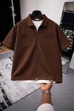 COMBO OF 2 - French Terry Minimalist Korean Shirt - Black/Brown