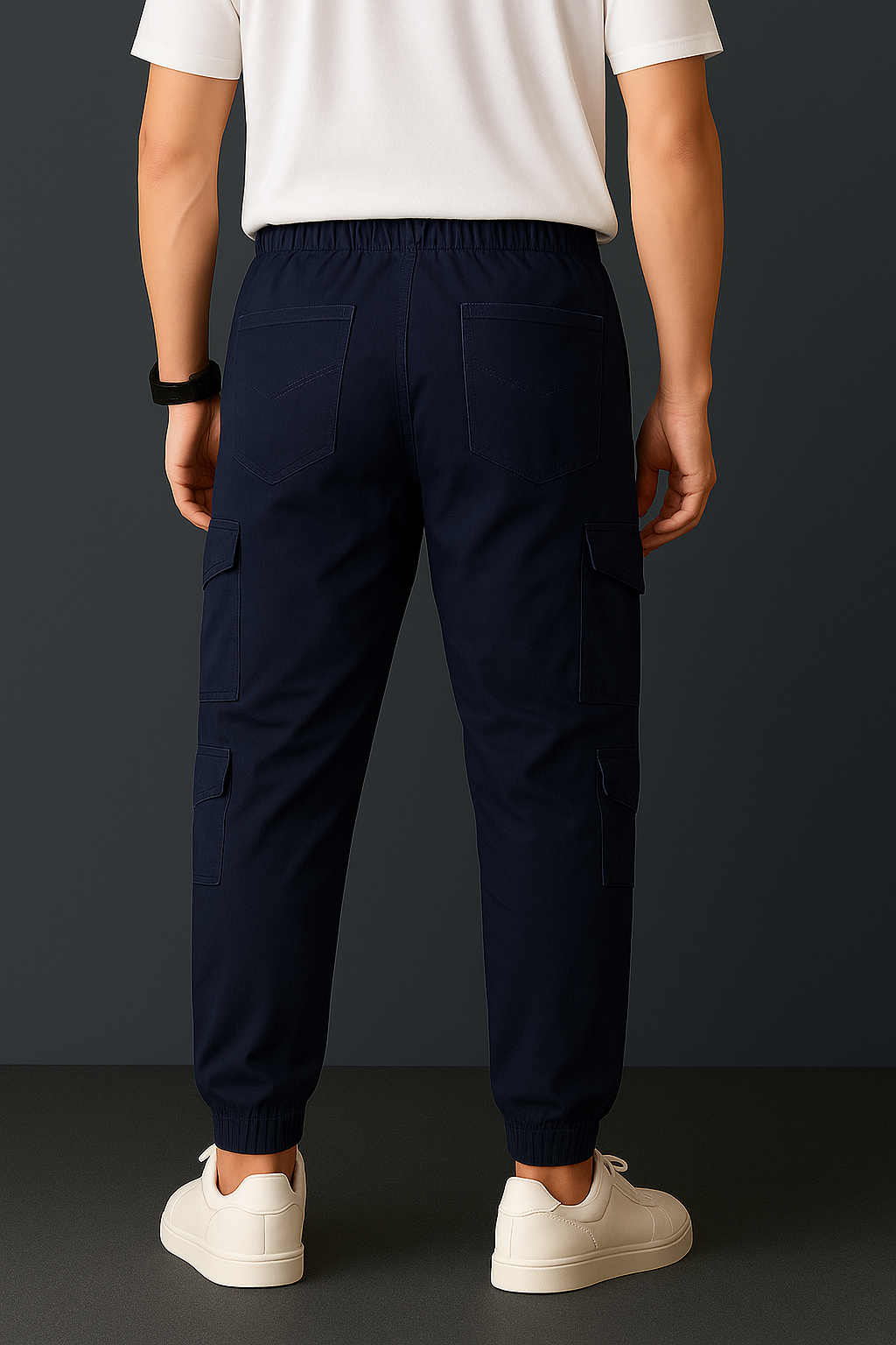 Navy Blue Fit 8 Pocket Cargo Trousers - Unisex