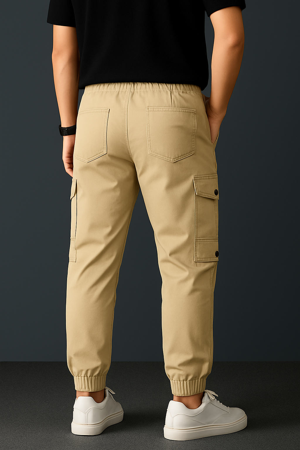 Beige Fit 8 Pocket Cargo Trousers - Unisex