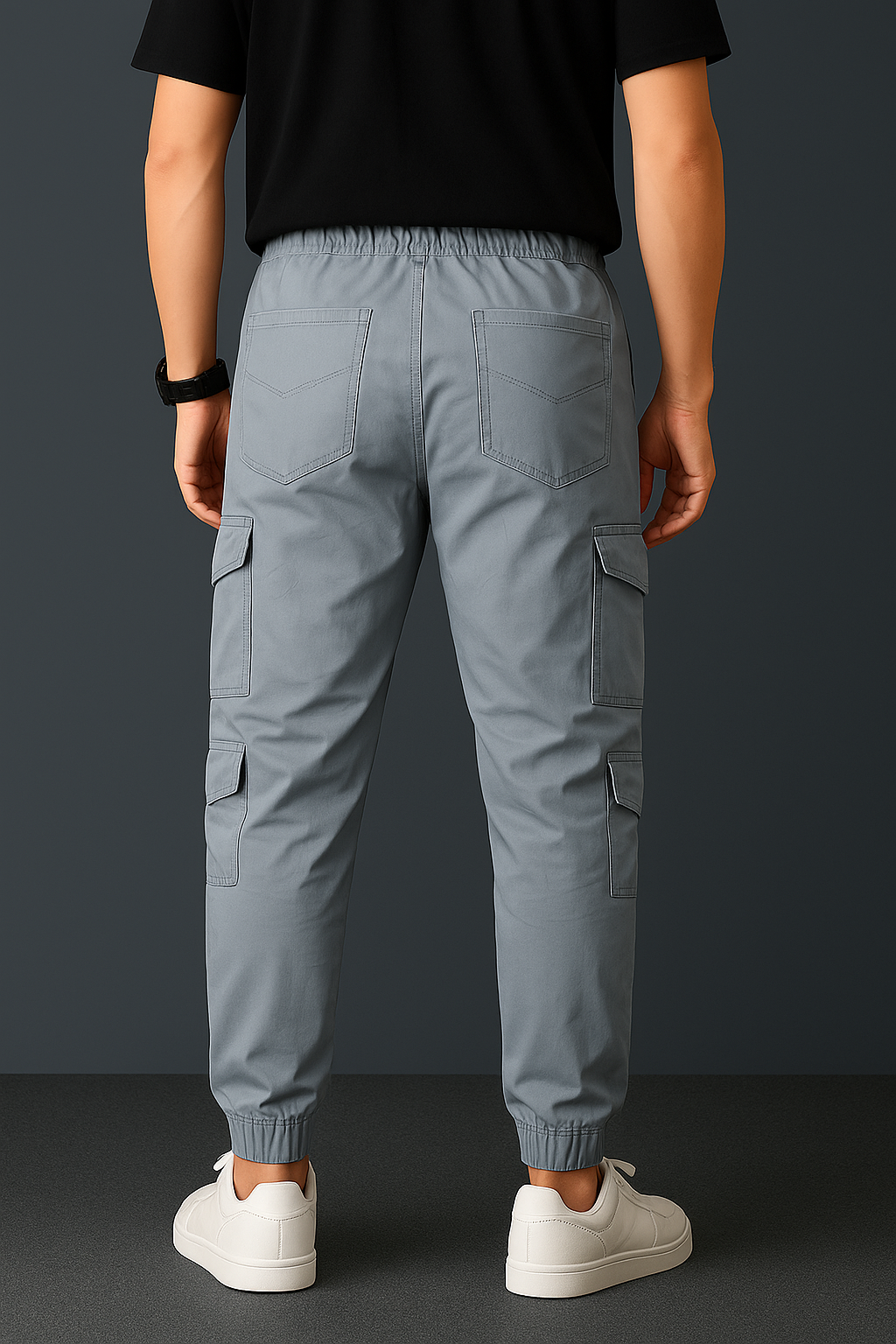 Midnight Gray Twill Fit 8 Pocket Cargo Trousers - Unisex