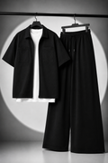 Korean Minimalist Shirt × Plain Baggy Trouser Co-Ord Set - Unisex