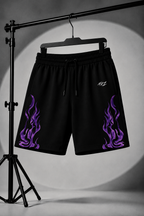 IGNITE FLAMES GRAPHIC JERSEY SHORTS - BLACK