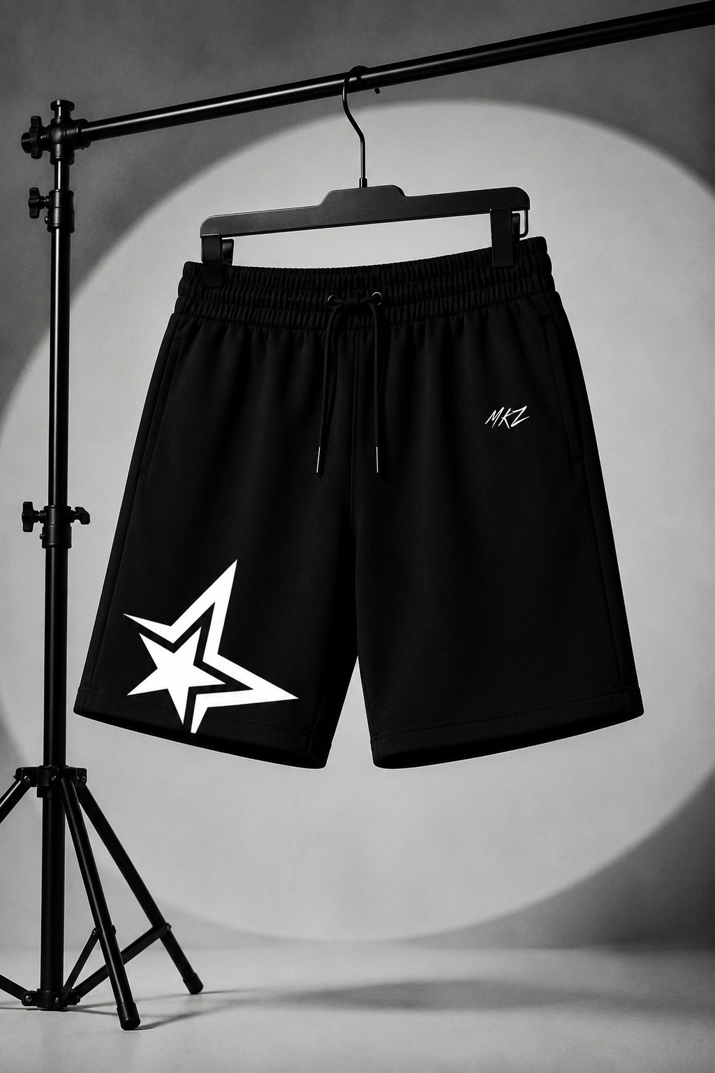 STARBURST GRAPHIC JERSEY SHORTS - BLACK
