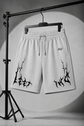 DARK ROOTS GRAPHIC JERSEY SHORTS - HYDER GREY