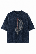 Elbow Sleeves Rhythm Feather Graphic Acid Wash Tee - Midnight Shadow - Unisex| LAST