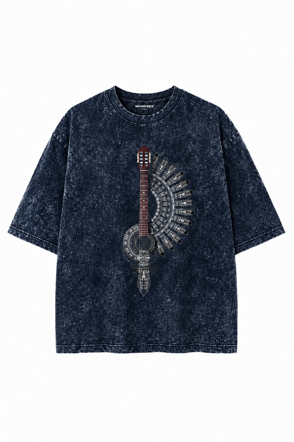 Elbow Sleeves Rhythm Feather Graphic Acid Wash Tee - Midnight Shadow - Unisex| LAST