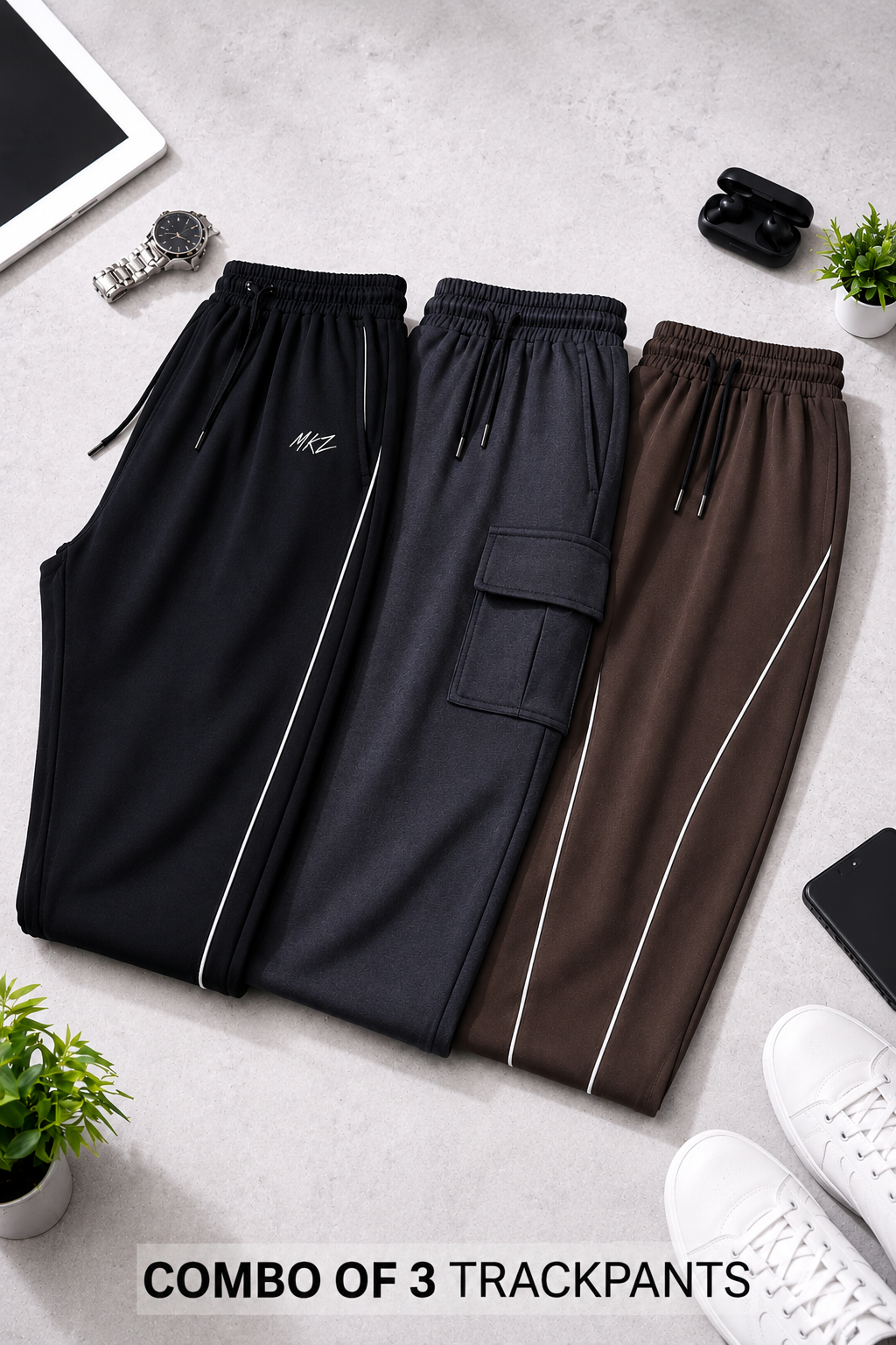 ALL IN 1 - COMBO OF 3 WIDE BAGGY TRACKPANTS - UNISEX