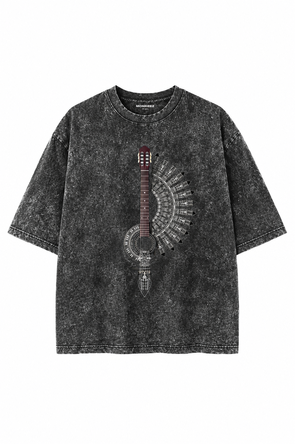 Combo Of 4 Graphic Elbow Sleeves Acid Wash Tees - Unisex