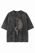 Combo Of 4 Graphic Elbow Sleeves Acid Wash Tees - Unisex
