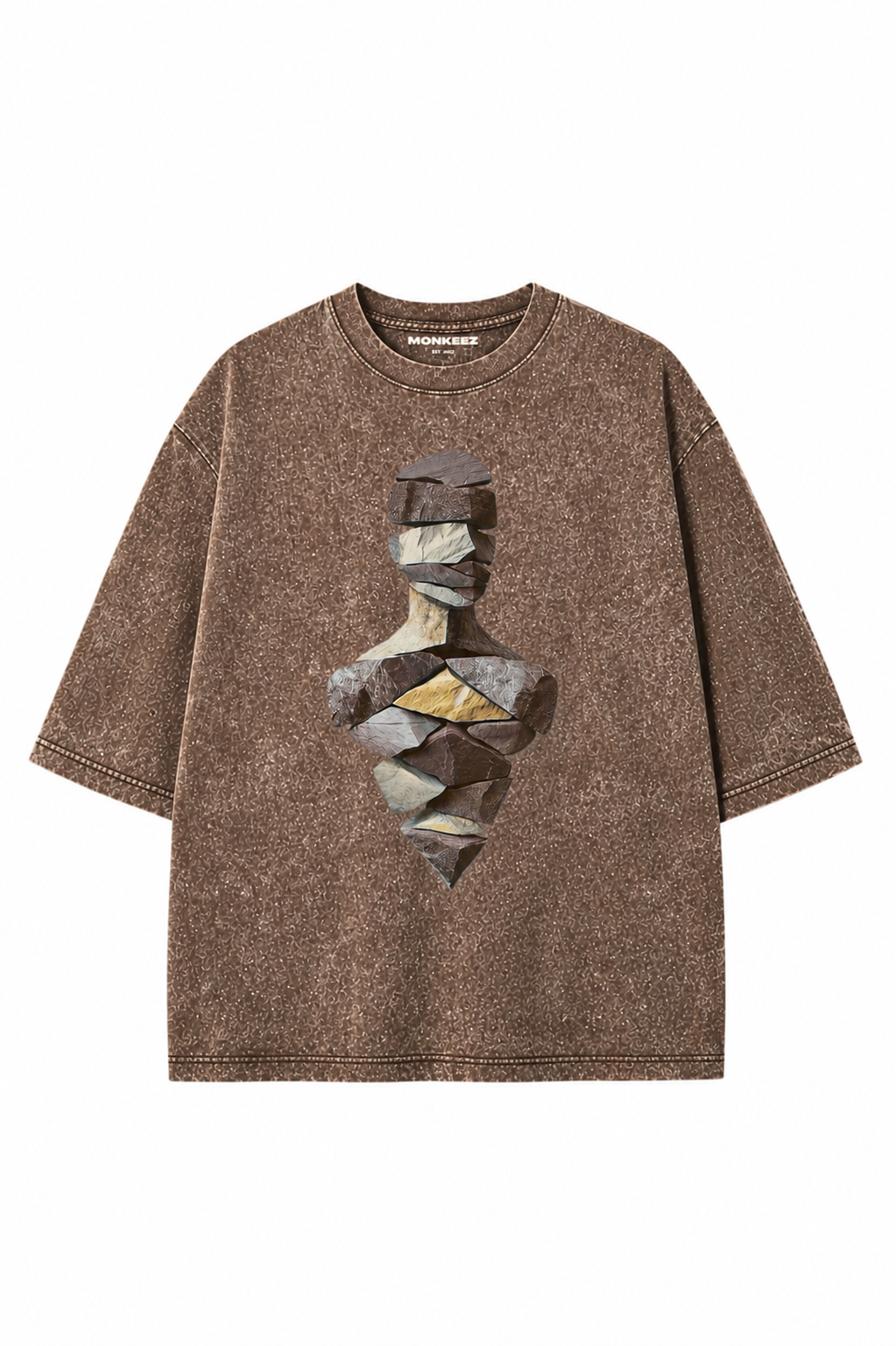 Combo Of 4 Graphic Elbow Sleeves Acid Wash Tees - Unisex