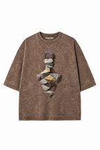 Combo Of 4 Graphic Elbow Sleeves Acid Wash Tees - Unisex