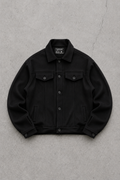 Black Korean Fleece Minimalist Jacket - Unisex