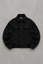 Black Korean Fleece Minimalist Jacket - Unisex